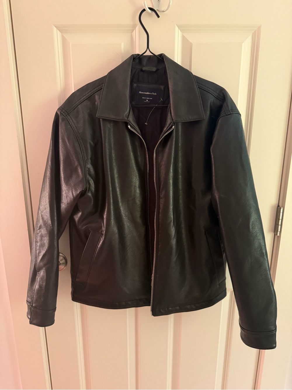 Abercrombie & Fitch Men's Black Leather Zip Jacket